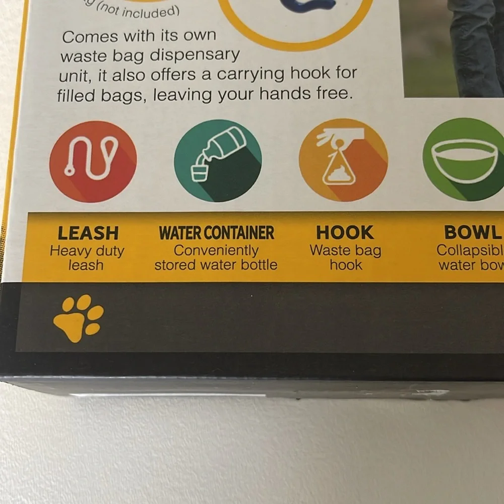 NWT Berkshire 5-in-1 Multi Dog Leash, Water Bot, Hook, Bowl, Bag Dispenser Blue